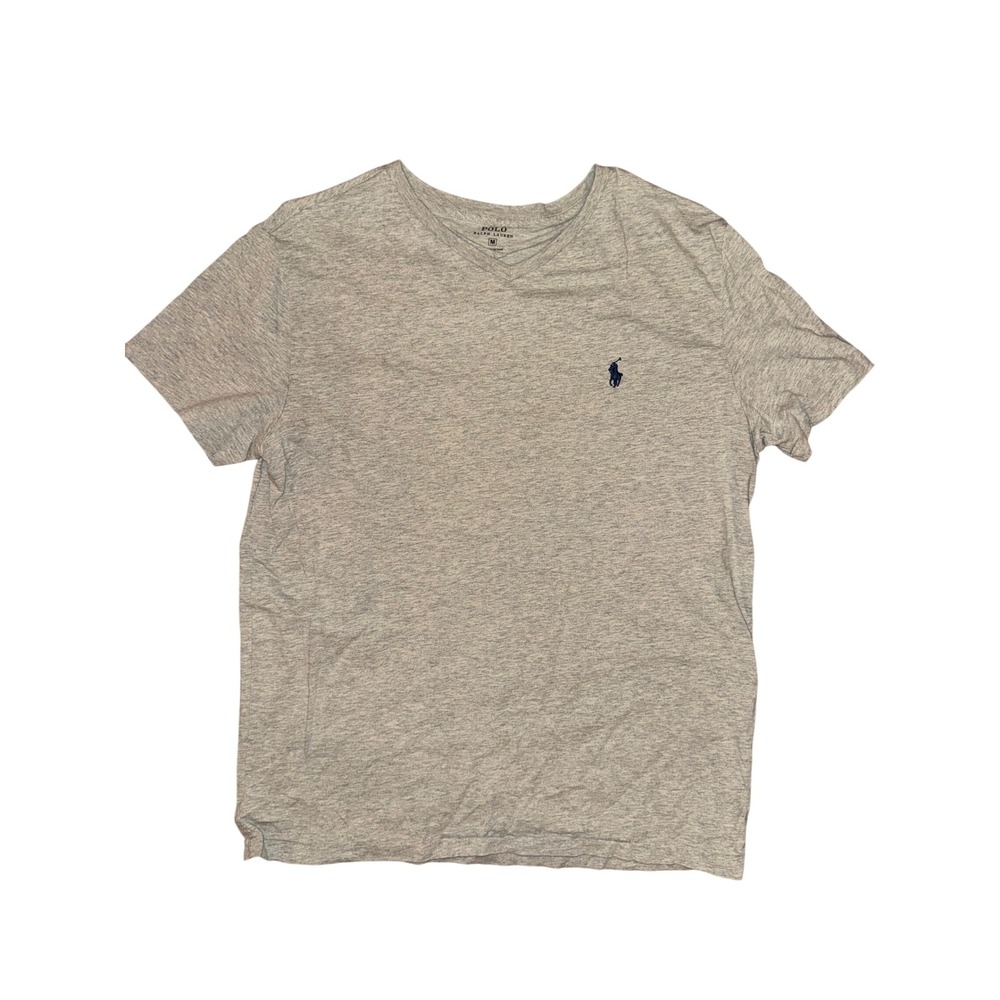 Polo Ralph Lauren Mens V-Neck T-Shirt Heather Gray Short Sleeve Pony Logo Size M